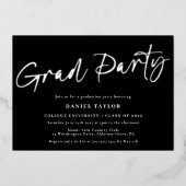 Invitation En Aluminium Script moderne Black Silver 2025 Graduation Party (Recto)