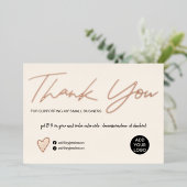 Invitation En Aluminium Script moderne blush rose ordre merci (Debout devant)