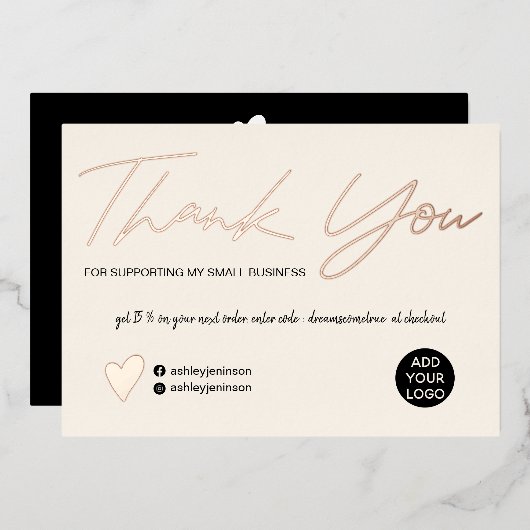 Invitation En Aluminium Script moderne blush rose ordre merci (Recto/Verso)