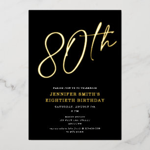 Invitation En Aluminium Script moderne chic Soixante-dixième fête d'annive