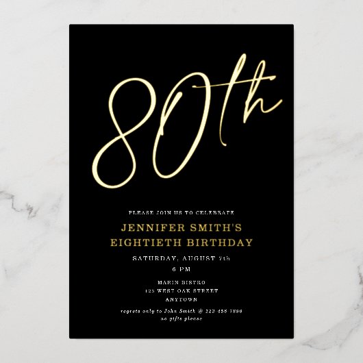 Invitation En Aluminium Script moderne chic Soixante-dixième fête d'annive (Recto)