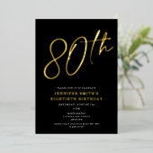 Invitation En Aluminium Script moderne chic Soixante-dixième fête d'annive (Debout devant)