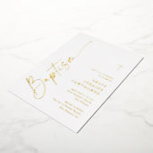 Invitation En Aluminium Script moderne élégant Baptême Or (Rotation)