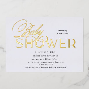 Invitation En Aluminium script moderne élégante baby shower feuille invita