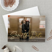 Invitation En Aluminium Script moderne ENREGISTRER LA DATE Photo REAL