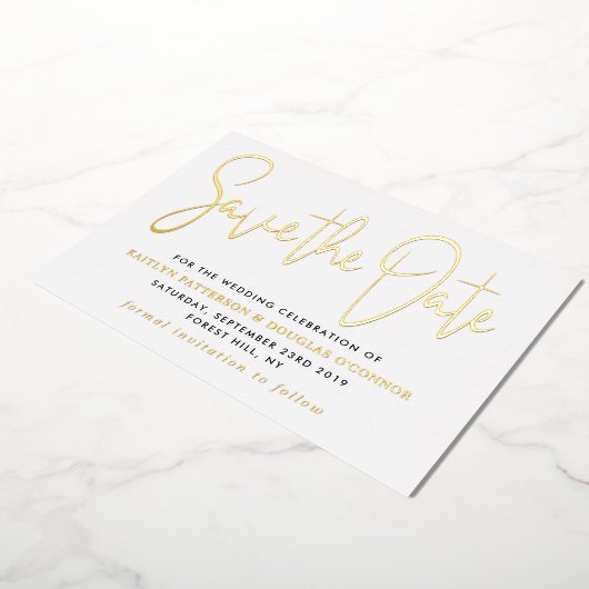 Invitation En Aluminium Script Moderne Enregistrer La Date Réelle (Rotation)