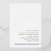 Invitation En Aluminium SCRIPT MODERNE Fête de 40e anniversaire élégant no (Recto)