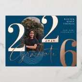 Invitation En Aluminium Script Moderne Graduate 2025 Arch Concentric Photo (Recto)