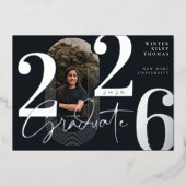 Invitation En Aluminium Script Moderne Graduate 2025 Arch Concentric Photo (Recto)