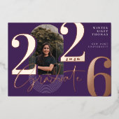 Invitation En Aluminium Script Moderne Graduate 2025 Arch Concentric Photo (Recto)