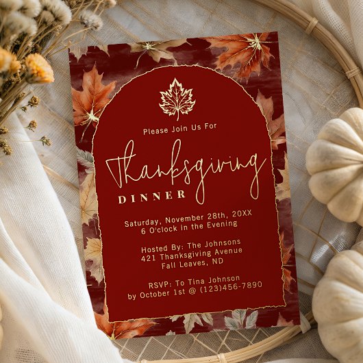 Invitation En Aluminium Script Moderne Levez Le Dîner Thanksgiving