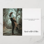 Invitation En Aluminium Script moderne mariage photo Enregistrer la date (Verso)