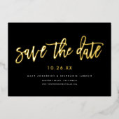 Invitation En Aluminium Script Moderne Minimal Enregistrer La Date Black G (Recto)