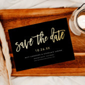 Invitation En Aluminium Script Moderne Minimal Enregistrer La Date Black G