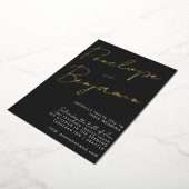 Invitation En Aluminium Script moderne Noir Blanc Or élégant Mariage (Rotation)
