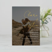 Invitation En Aluminium Script moderne noms photos mariage (Debout devant)