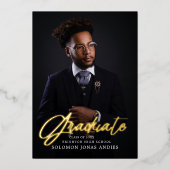 Invitation En Aluminium Script moderne photo Lycée diplôme (Recto)