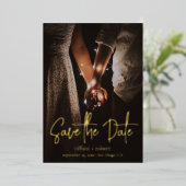 Invitation En Aluminium Script moderne photo personnalisée Enregistrer la (Debout devant)