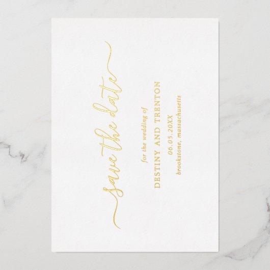 Invitation En Aluminium Script Moderne Simple Mariage Élégant Enregistrer (Recto)