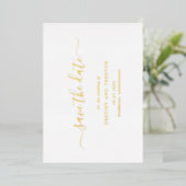 Invitation En Aluminium Script Moderne Simple Mariage Élégant Enregistrer  (Debout devant)