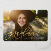 Invitation En Aluminium Script moderne simple une graduation photo (Recto)
