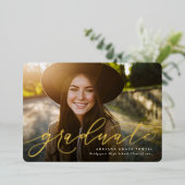 Invitation En Aluminium Script moderne simple une graduation photo (Debout devant)