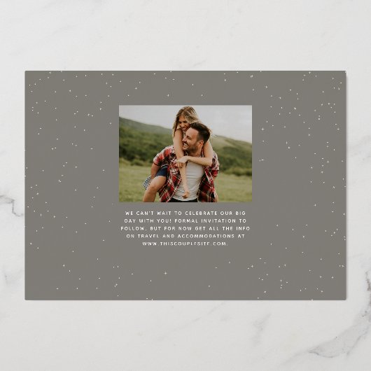 Invitation En Aluminium Script moderne tendance une photo enregistrer la f (Verso)