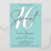Invitation En Aluminium Script moderne turquoise photo bleue Sweet 16 arge (Recto)