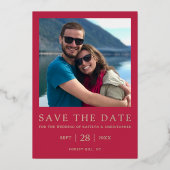 Invitation En Aluminium Script Moderne Viva Magenta Mariage Enregistrer La (Recto)