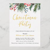 Invitation En Aluminium Script moderne Winter Holly Berries Noël fête (Recto)