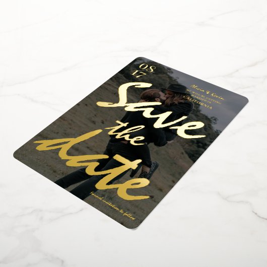 Invitation En Aluminium Script noir gras moderne enregistrer la photo de d (Rotation)