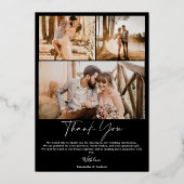 Invitation En Aluminium Script noir moderne 6 photos mariage (Verso)
