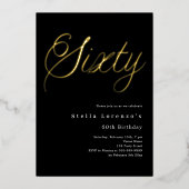 Invitation En Aluminium Script or gold luxe 60e anniversaire  (Recto)