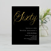 Invitation En Aluminium Script or gold luxe 60e anniversaire  (Debout devant)