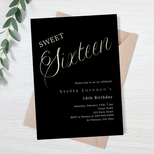 Invitation En Aluminium Script or gold luxe Douze ans douce