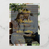 Invitation En Aluminium Script or moderne 2 photos mariage (Recto)