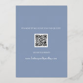 Invitation En Aluminium Script photo de mariage moderne code QR bleu pouss (Verso)