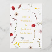 Invitation En Aluminium Script Photo Fleur sauvage Romantique Enregistrer (Recto)