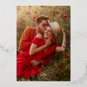 Invitation En Aluminium Script Photo Fleur sauvage Romantique Enregistrer (Verso)