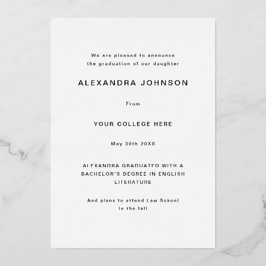 Invitation En Aluminium Script photo moderne amusant Gradué noir et or (Verso)