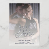 Invitation En Aluminium Script photo personnalisé Mariage de transparence  (Recto)