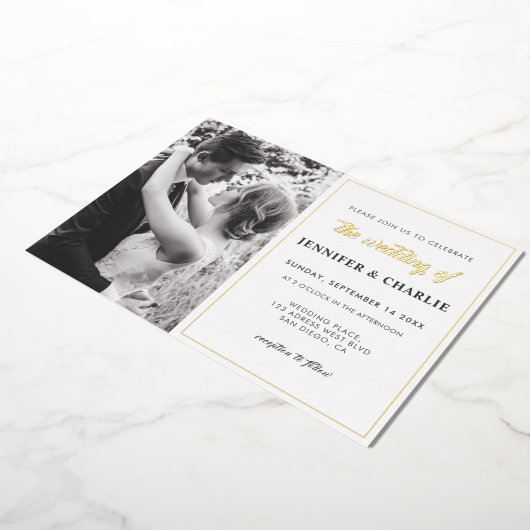 Invitation En Aluminium Script photo personnalisé Véritable huile Élégant (Rotation)