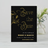 Invitation En Aluminium Script rétro Goth Dark Mariage esthétique Real (Debout devant)