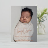 Invitation En Aluminium Script Rose Gold Baptême et baptême religieux (Debout devant)