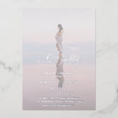 Invitation En Aluminium Script rustique Photo Baby shower moderne (Recto)