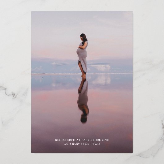 Invitation En Aluminium Script rustique Photo Baby shower moderne (Verso)