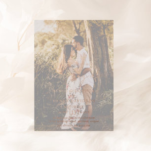 Invitation En Aluminium Script rustique Photo Mariage moderne