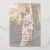 Invitation En Aluminium Script Rustique Photo Réception de mariage moderne (Recto)