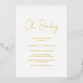 Invitation En Aluminium Script rustique simple Elégant Baby shower Or (Recto)