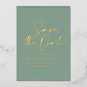 Invitation En Aluminium script saute vert feuille mariage enregistrer la d (Devant)